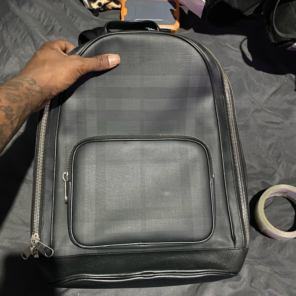 London Check Logo Rocco Backpack Charcoal